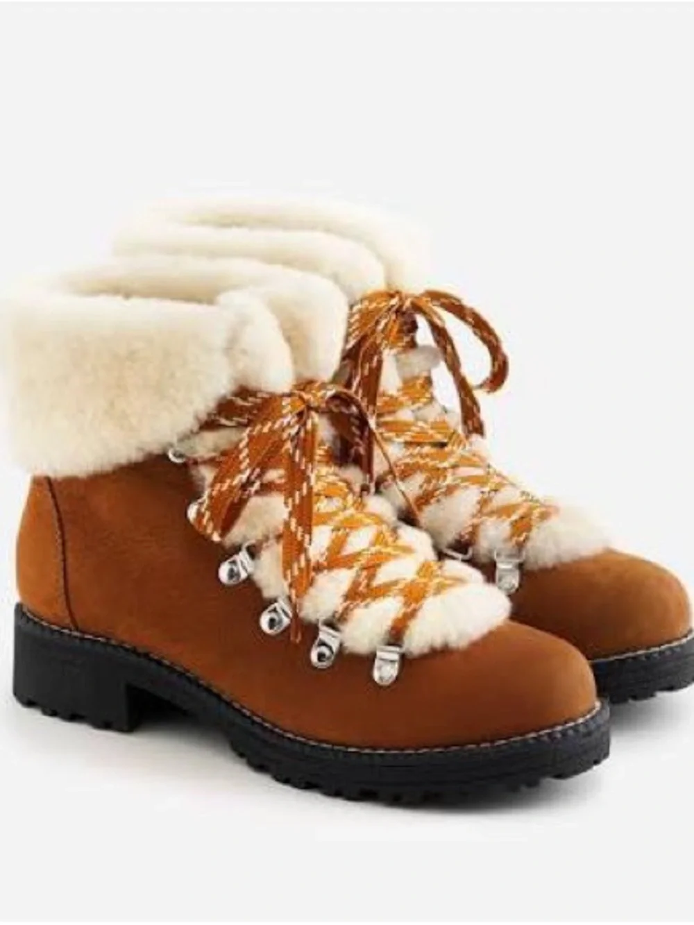 NEW J. Crew Nordic Winter Boots Danner DUPE  Hiking City Chic Fur Pecan Suede